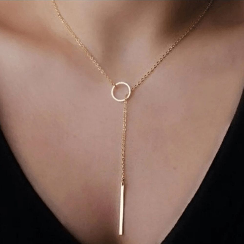 Minimalist Round Stick Pendant Necklace